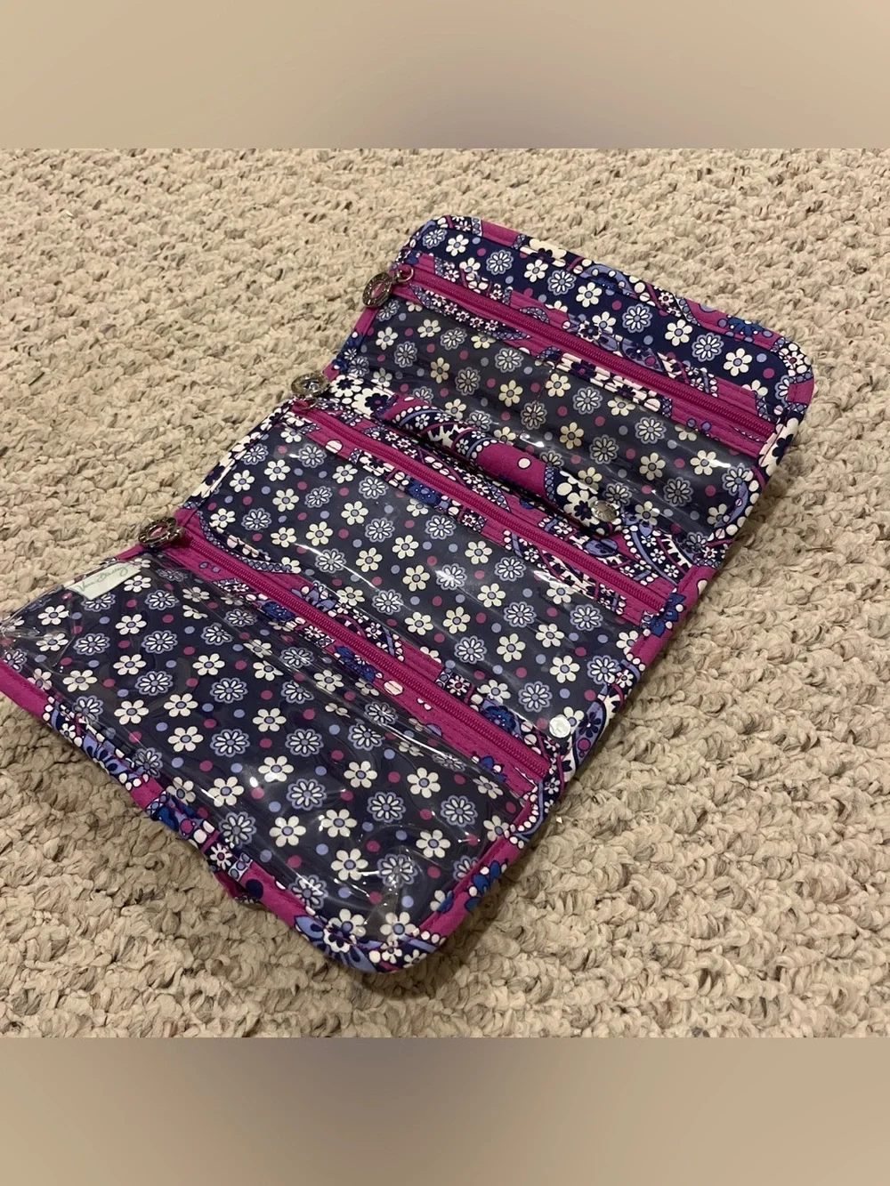Vera Bradley Paisley Quilted Jewelry Roll - Magenta & Blue